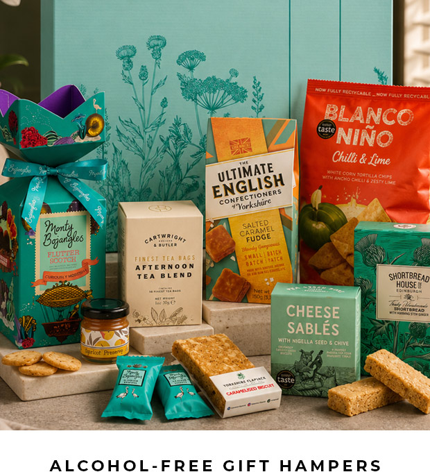 Non-alcoholic gift hampers with snacks and treats UK-wide