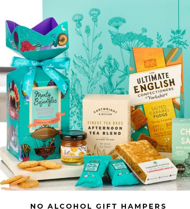 Non-alcoholic gift hampers with snacks and treats UK-wide